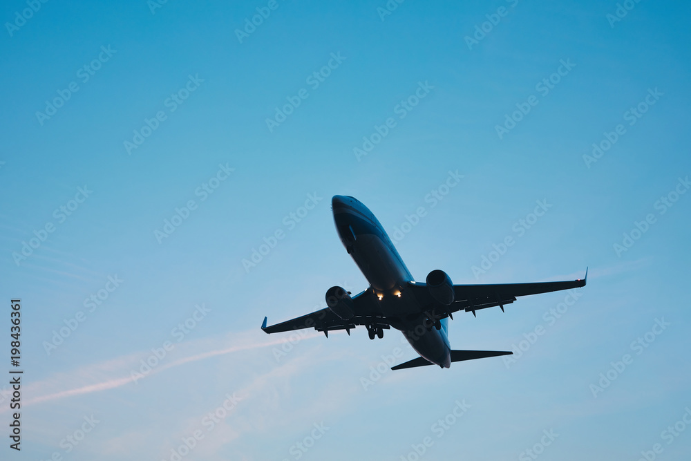 Fototapeta premium Big plane fly in the sky with blue sky