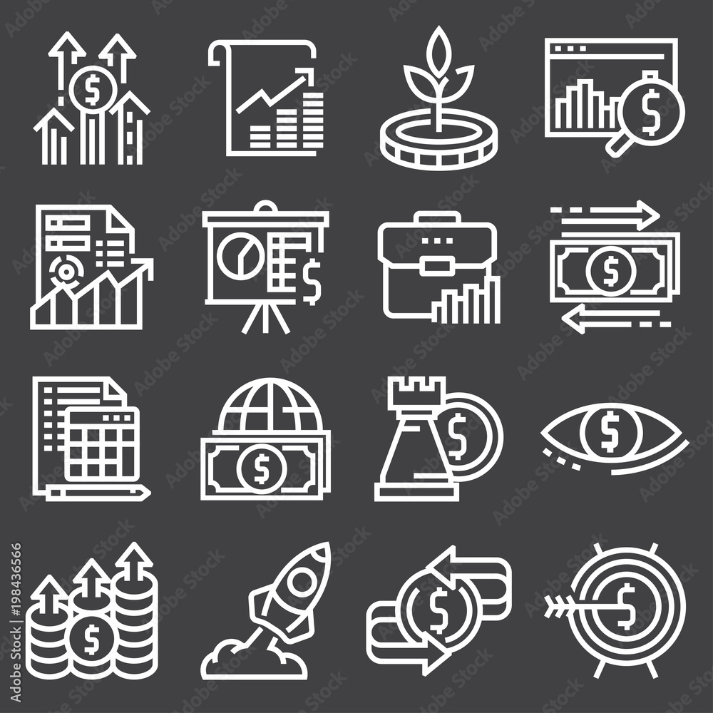 Abstract vector collection of line investment icons