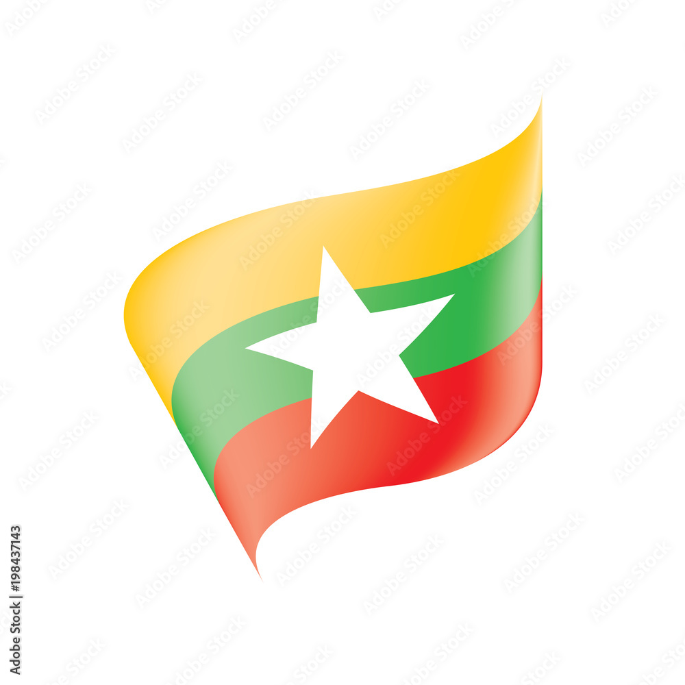 Myanmar flag, vector illustration Myanmar flag, vector illustration