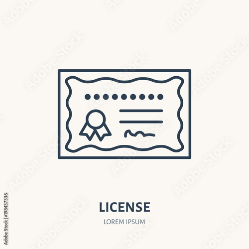 Certificate, patent vector flat line icon. Education document sign.