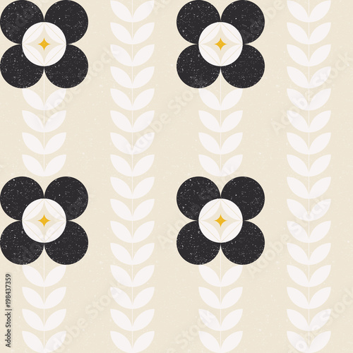 Modern vector abstract seamless geometric pattern with semicircles and circles in retro scandinavian style.