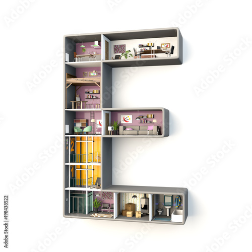 Interior of a construction in shape of letter "E"