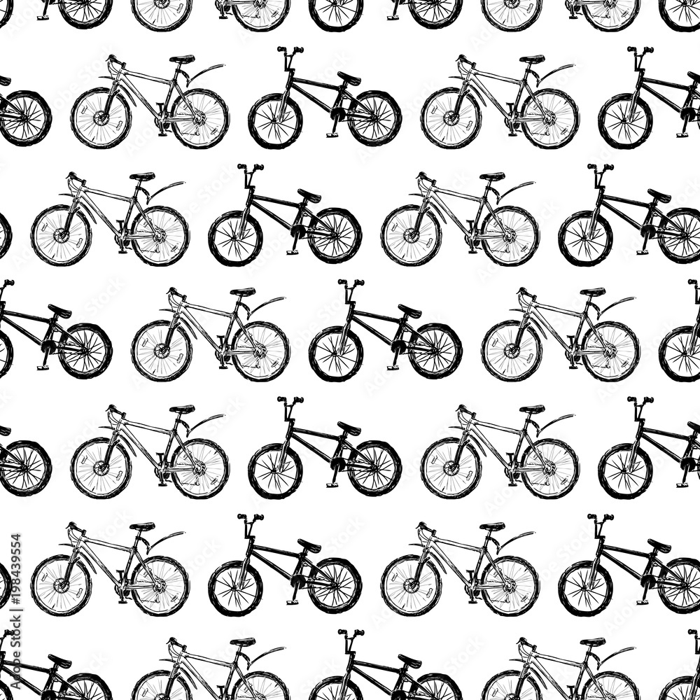 Pattern of the sketches of bicycles Pattern of the sketches of bicycles