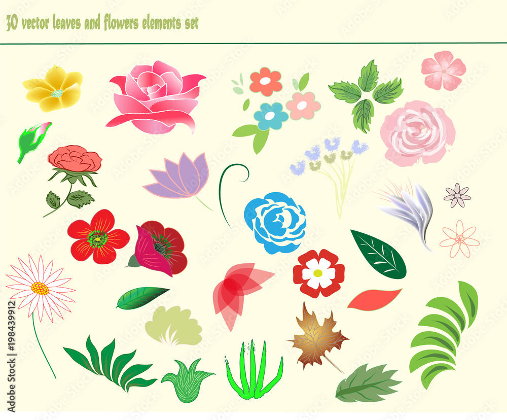 set of spring floral elements