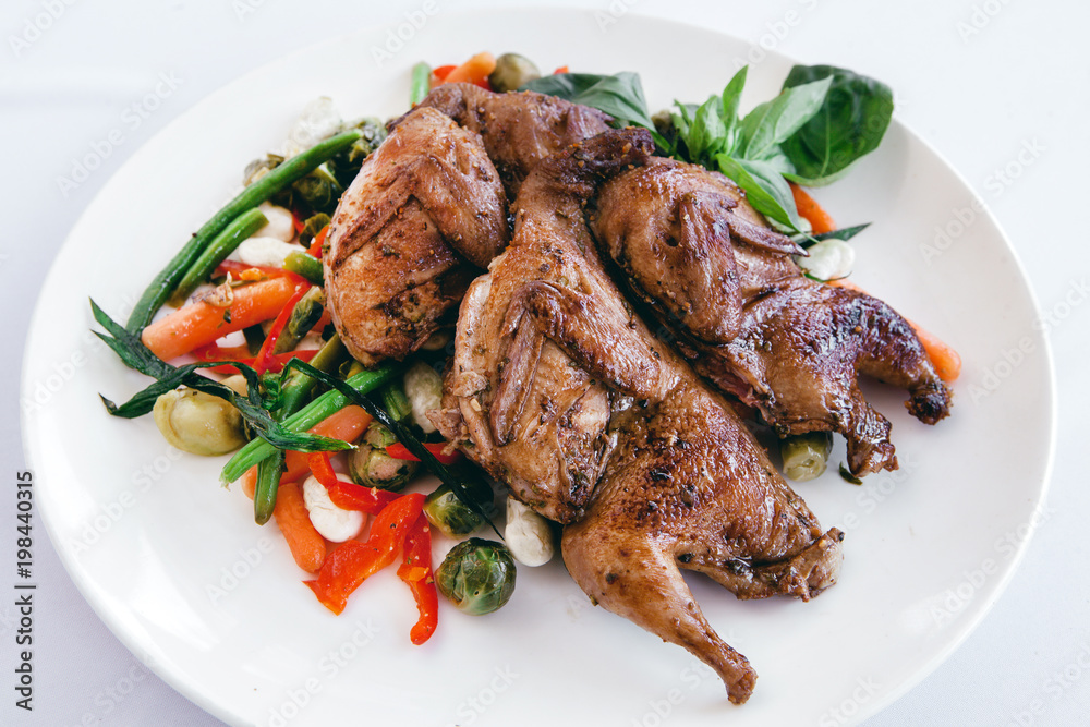 dish with duck and vegetables dish with duck and vegetables