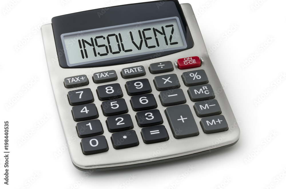 Taschenrechner mit dem Wort Insolvenz im Display Taschenrechner mit dem Wort Insolvenz im Display