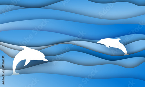 Paper Cut Wave Shapes with dolphins