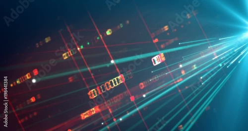 fly through futuristic tunnel with digital fiber optic Wormhole, concept of speed in modern digital technology .4k seamless loop   

