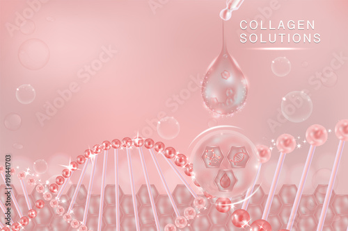 Pink collagen Serum drop, cosmetic advertising background ready to use, luxury skin care ad, Illustration vector.	