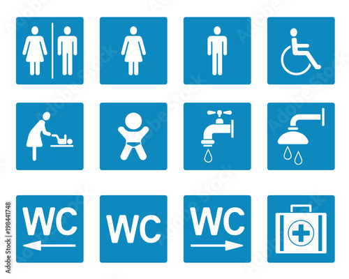 WC & Toiletten - Iconset in Blau
