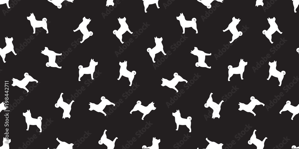 dog seamless pattern french bulldog vector pug dog breed isolated black wallpaper background doodle cartoon