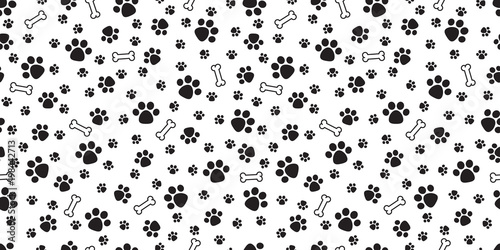 Dog Bone Seamless pattern vector dog paw doodle isolated wallpaper background