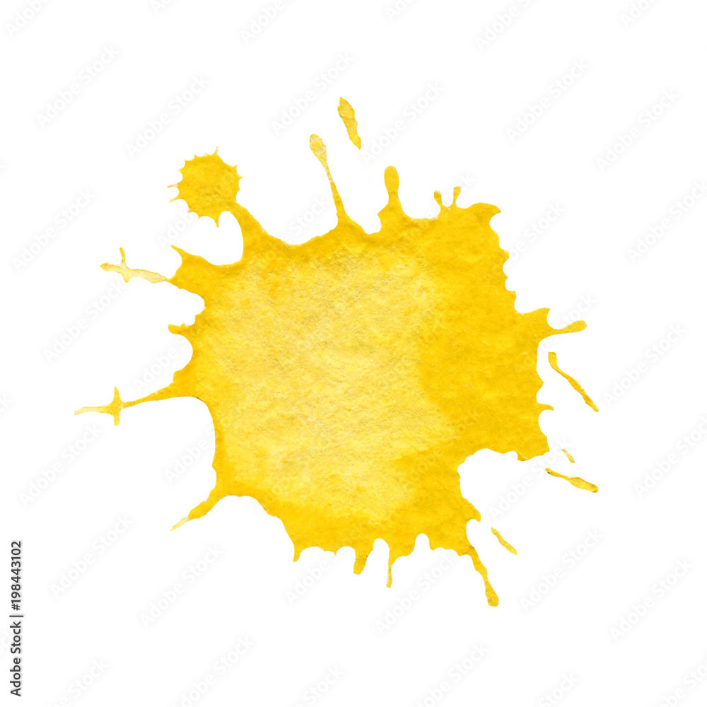 Abstract yellow watercolor stain - obrazy, fototapety, plakaty 