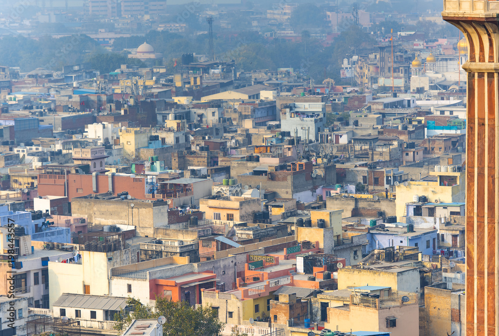 Panoramic view of the old part of Delhi or New Delhi in India