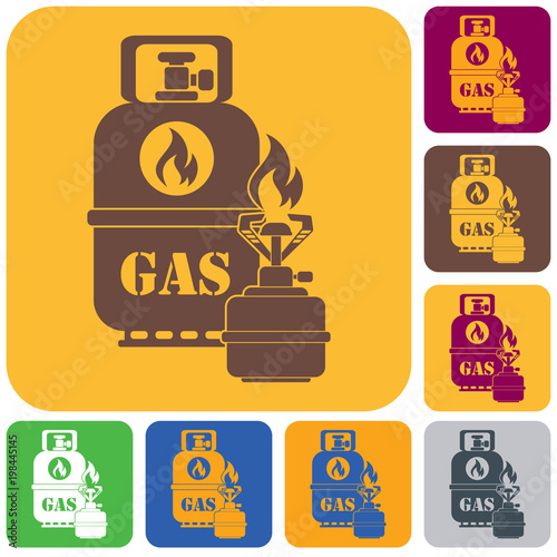 Camping stove with gas bottle icon