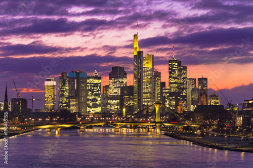 Frankfurt am Main city skyline night view