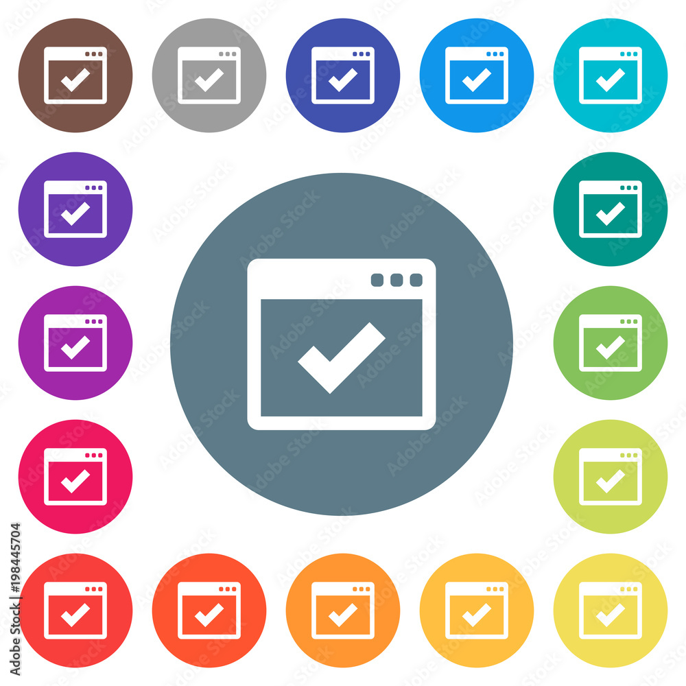 Application ok flat white icons on round color backgrounds Application ok flat white icons on round color backgrounds