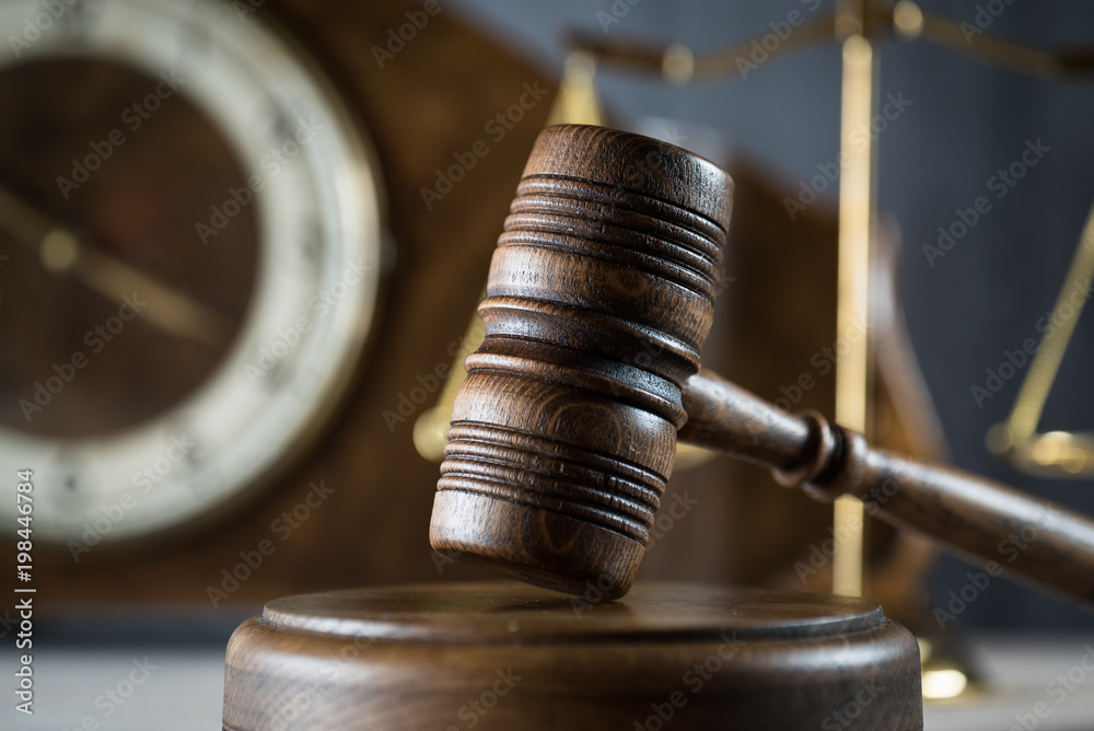 Law theme, mallet of the judge, wooden desk, Law theme, mallet of the judge, wooden desk,