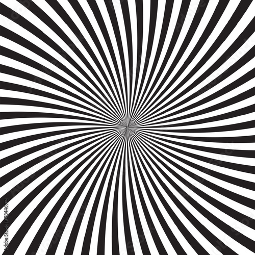 Psychedelic background with monochrome rays, lines or stripes converging in center