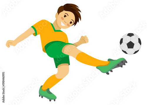 Boy playing soccer. Soccer player. © olyazhe99