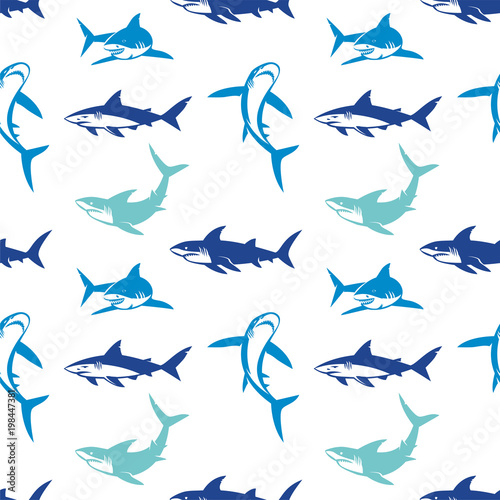 Sharks silhouettes seamless pattern.