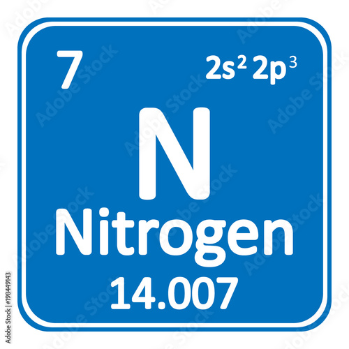Periodic table element nitrogen icon.