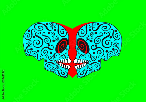 
Two skulls in love, abstract background
