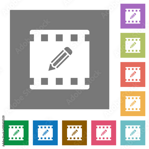 Edit movie square flat icons