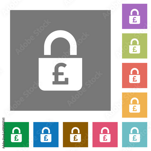 Locked Pounds square flat icons