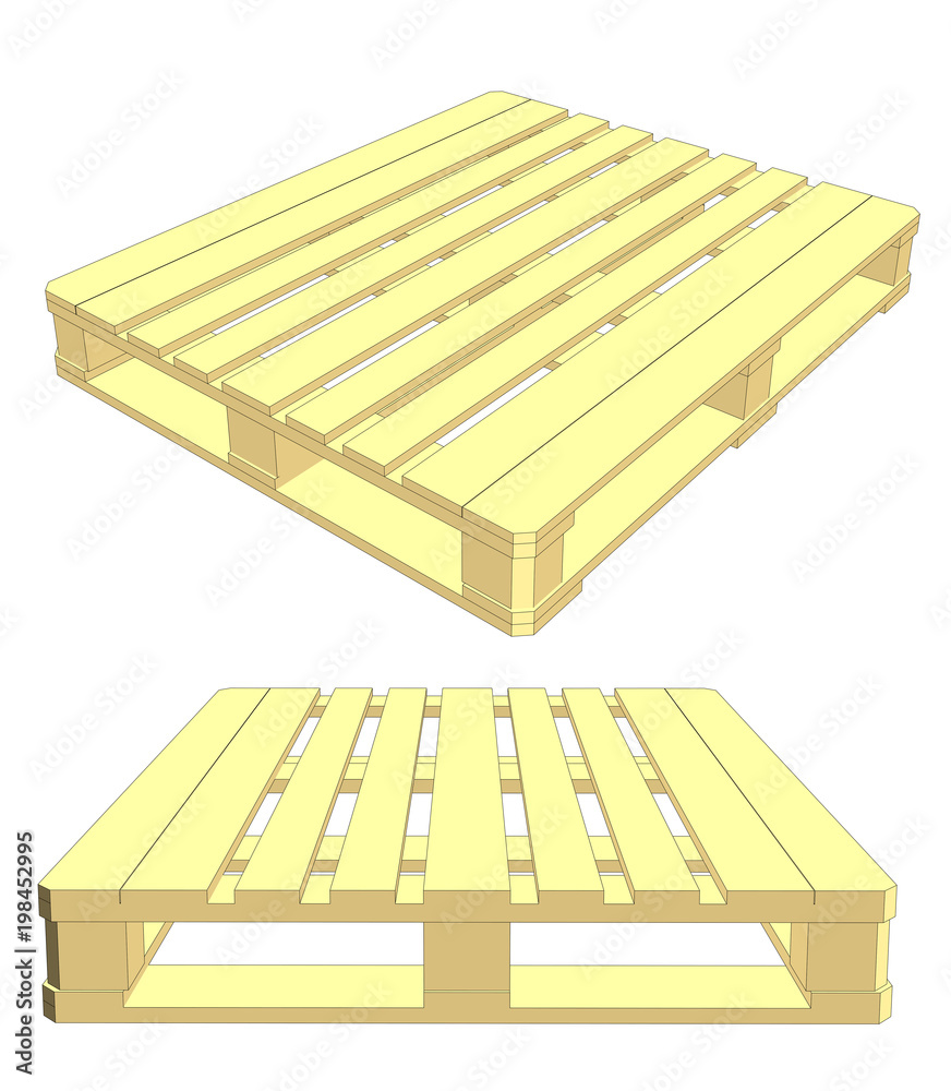 Set of wooden pallet. Isolated on white