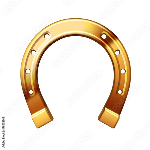 Fotografie, Tablou Golden horseshoe on a white background