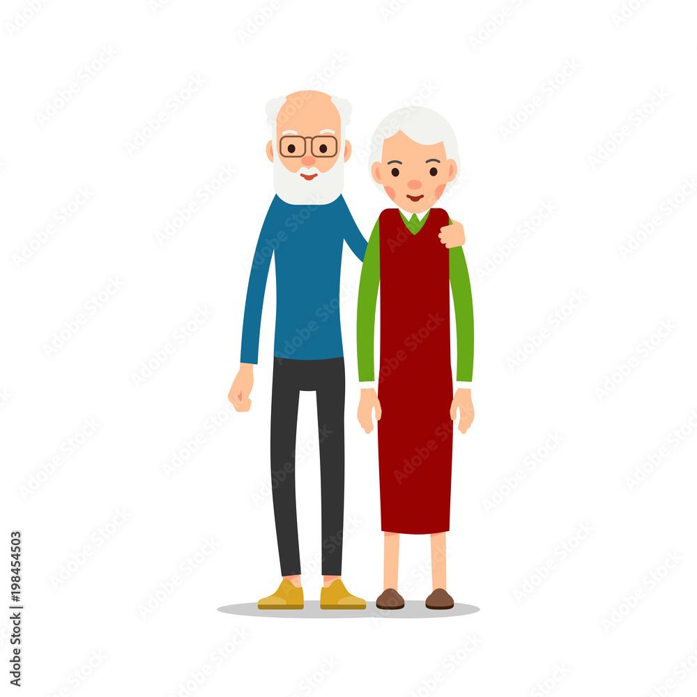 custom made wallpaper toronto digitalOld couple. Two aged people stand. Elderly man and woman stand together and hug each other. Illustration isolated on white background in flat style