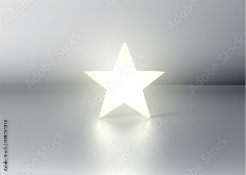Fototapeta Naklejka Na Ścianę i Meble -  Glowing 3D star on grey background, vector illustration
