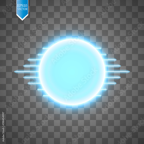 Blue energy ring with speed glow lines on transparent backgraund. abstract.conceptual vector design with free area in center for any object.