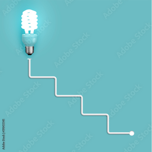 Energy saver lightbulb with wires, vector illustration