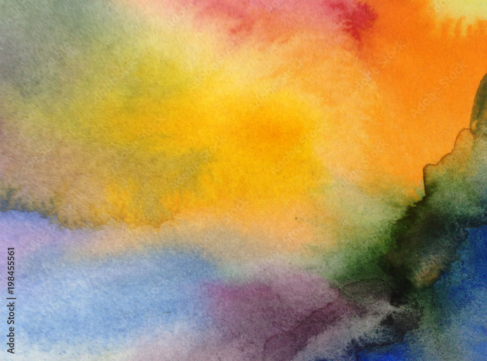 watercolor art abstract  background  bright  wash blurred textured  decoration  handmade beautiful colorful  stains dye sky clouds air sunset rainbow creative 