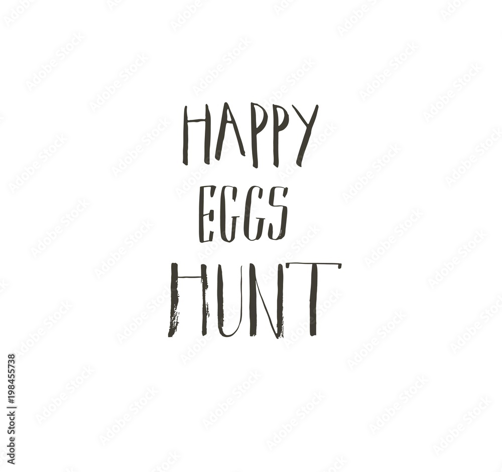 Hand drawn vector abstract graphic scandinavian Happy Easter cute greeting card template with Happy Eggs Hunt calligraphy lettering phases text isolated on white background Hand drawn vector abstract graphic scandinavian Happy Easter cute greeting card template with Happy Eggs Hunt calligraphy lettering phases text isolated on white background