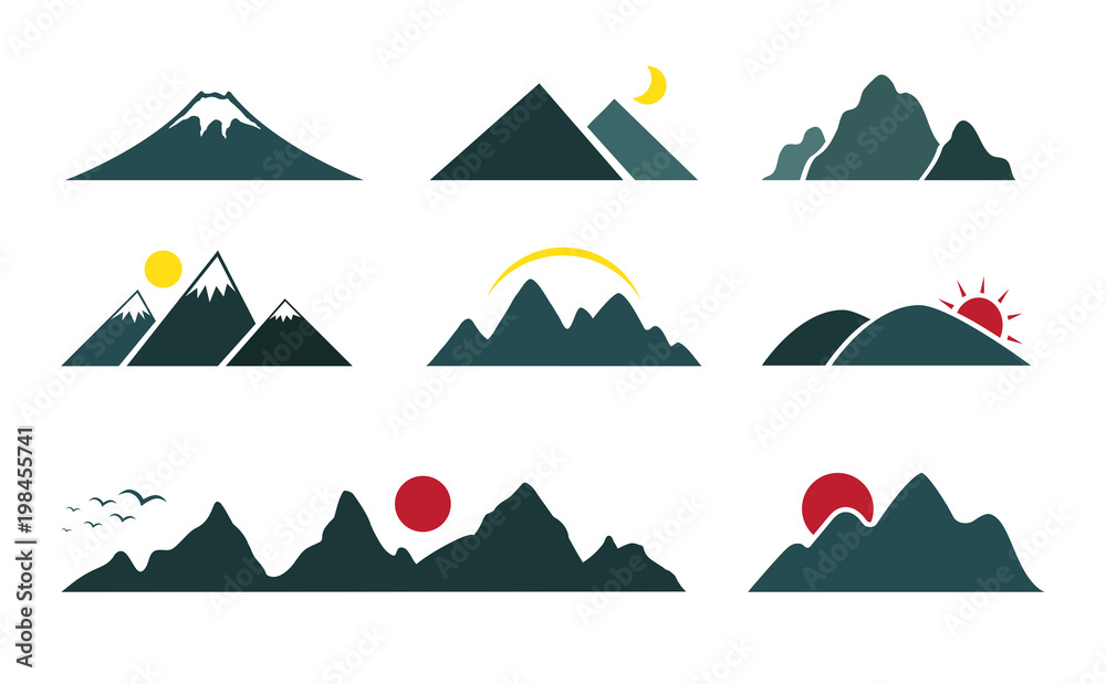 Vector set of mountain on white background. Easy editable layered vector illustration. Vector set of mountain on white background. Easy editable layered vector illustration.