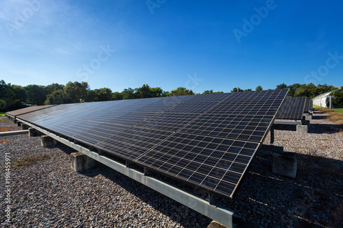 solar panel on sky sunset background.