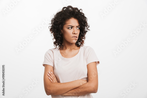 Portrait of an upset young afro american woman