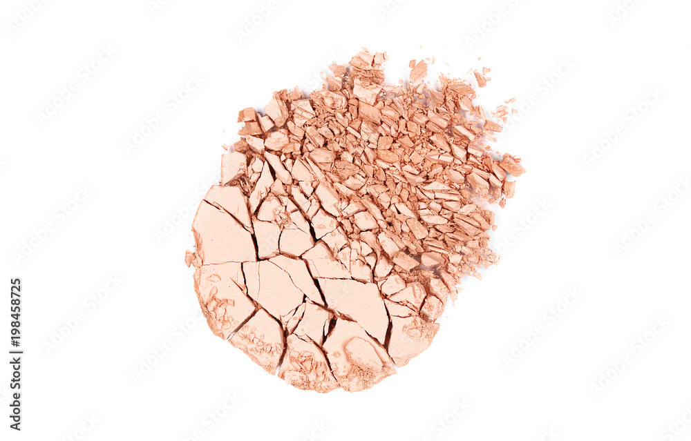 Powder. Crushed Facial Powder On White Background. Powder. Crushed Facial Powder On White Background.