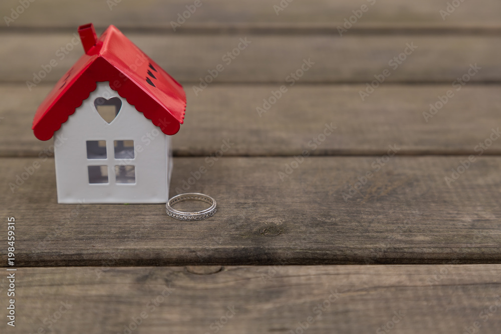 Real estate and wedding concept. Real estate and mortgage investment. Being an easy way homeowner. Real estate risk. Mortgage concept. Real estate and wedding concept. Real estate and mortgage investment. Being an easy way homeowner. Real estate risk. Mortgage concept.