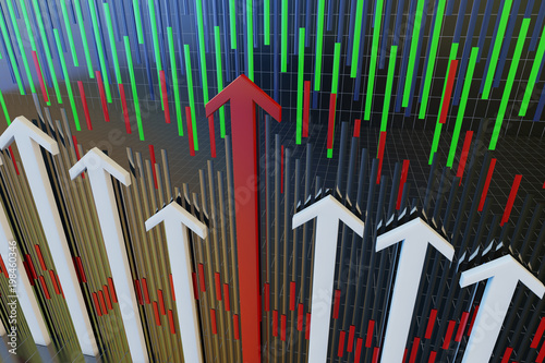 Financial stock market statistics chart  career success arrow  rising arrow