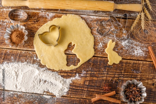 The process of preparing figured cookies for Easter. photo