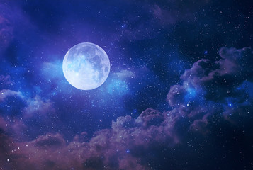 Fototapete Vollmond Mondansicht am dunklen Nachthimmel  © Turgut