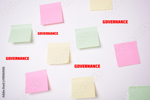 Stickers on the wall with the inscriptions:GOVERNANCE
