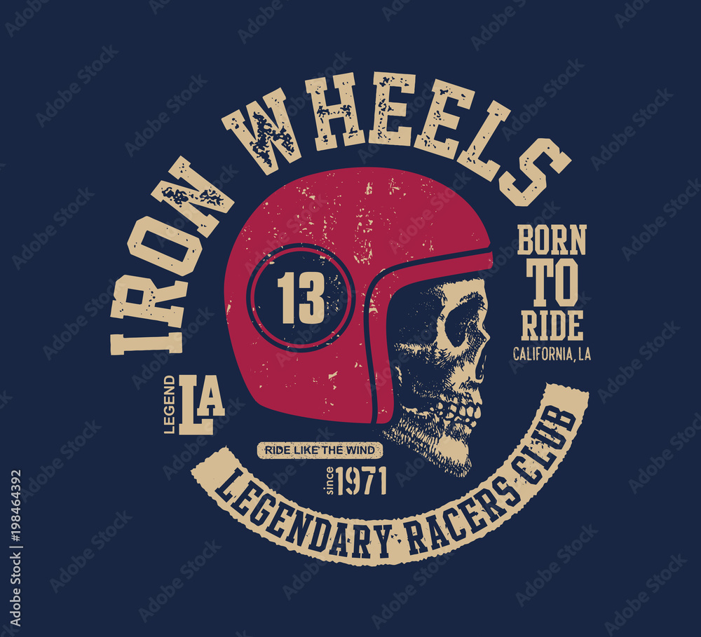 Fototapeta premium Motor skull. Vintage design biker.