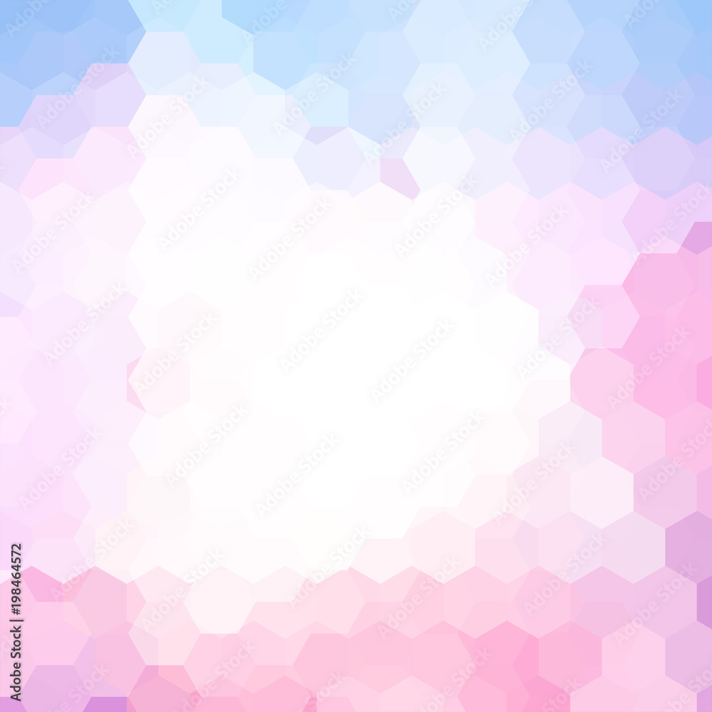 Background of pink, blue, white geometric shapes. Pastel mosaic pattern. Vector EPS 10. Vector illustration