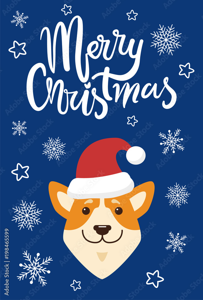 Merry Christmas and Dog Icon Vector Illustration Merry Christmas and Dog Icon Vector Illustration