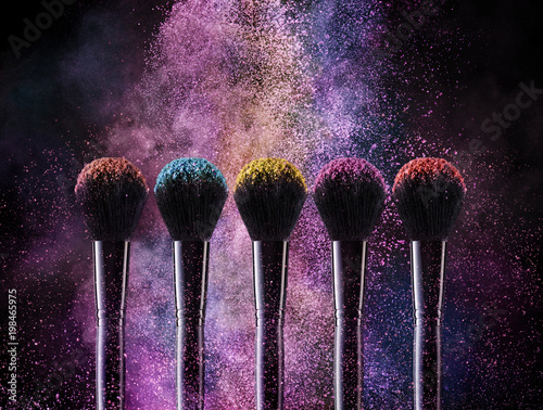 Cosmetic Brushes And Explosion Colorful Powders.